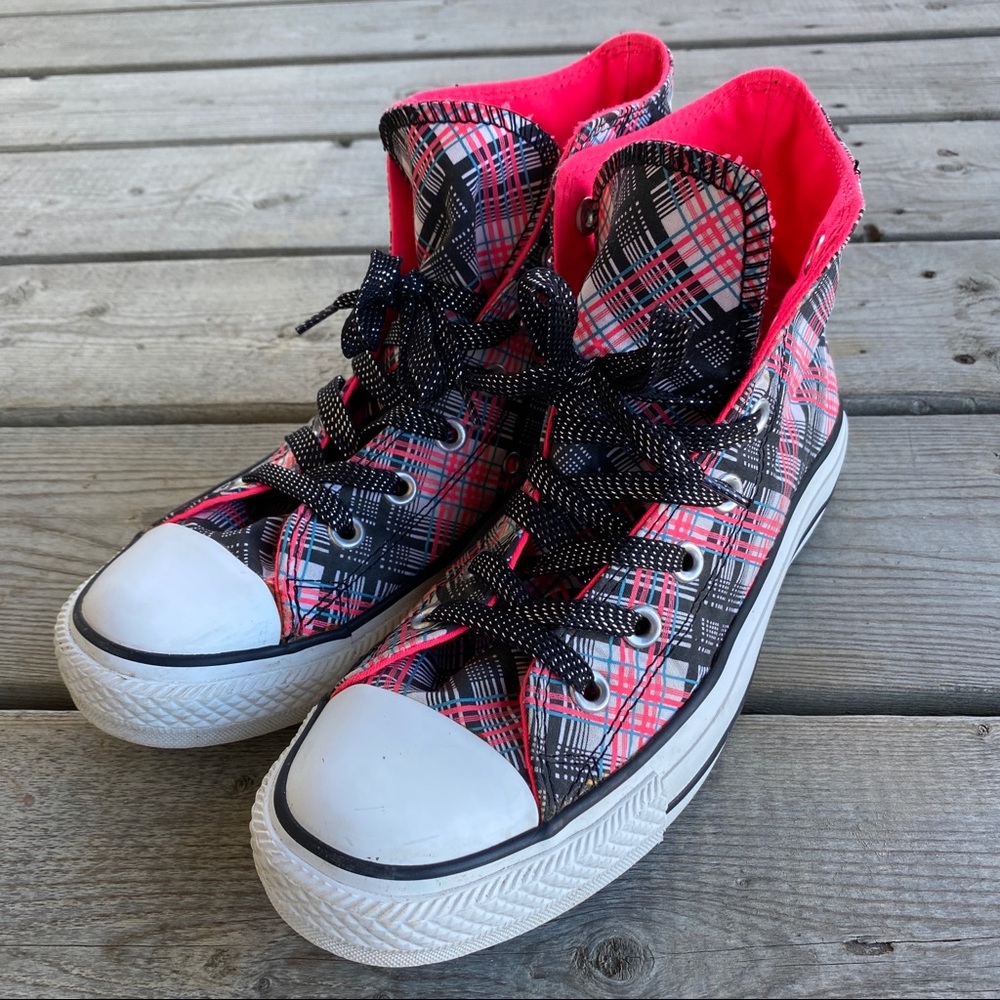 Converse All-Star Pink & Black Plaid High Tops